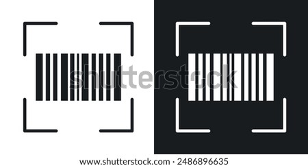 Barcode read vector icon set in solid black and white color