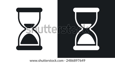 Hourglass end vector icon set in solid black and white color