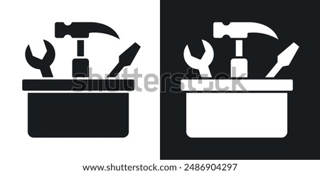 Toolbox vector icon set in solid black and white color