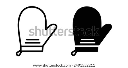 Oven glove vector icon set in black color.