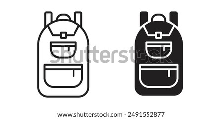 school bag vector icon set in black color.