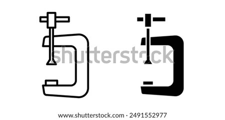 vice clamp vector icon set in black color.