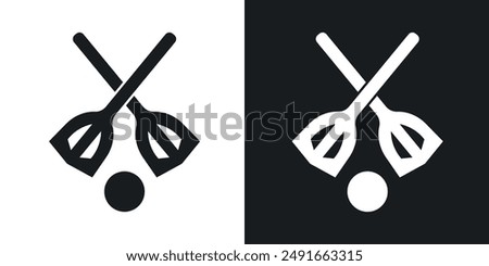 Broom-ball vector icon set in solid style.