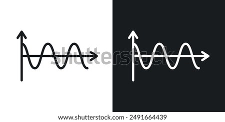 Wave sine vector icon set in solid style.