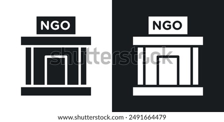 NGO Building vector icon set in solid style.