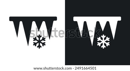 Icicles vector icon set in solid style.