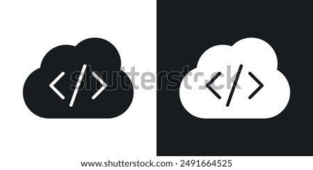 Cloud code vector icon set in solid style.