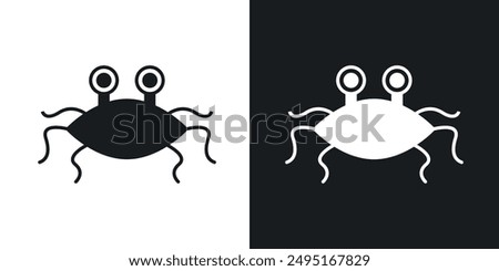 Spaghetti Monster Flying vector icon set in solid style.