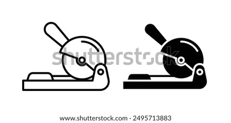 miter saw vector icon set in black color.