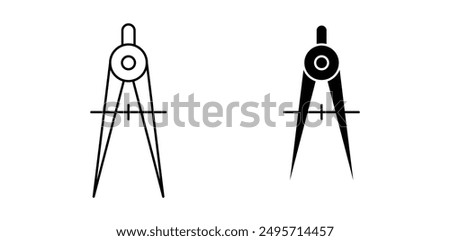 Drawing Compass vector icon set in black color.