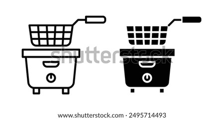 Deep Fryer vector icon set in black color.