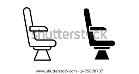 Airplane seat vector icon set in black color.