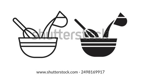 Mixing ingredients vector icon set in black color.