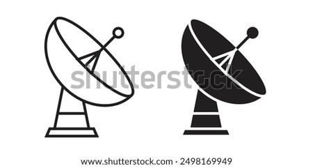 satellite dish vector icon set in black color.