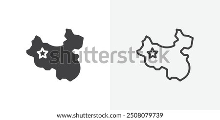 China map icon in solid and outlined style