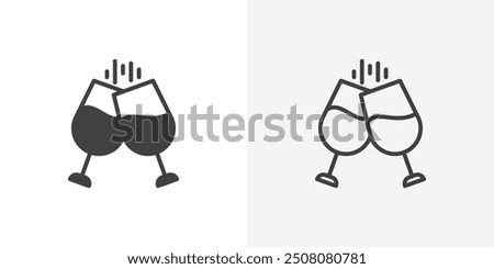 Wine toast icon in solid and outlined style