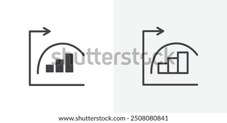 Diminishing returns icon in solid and outlined style