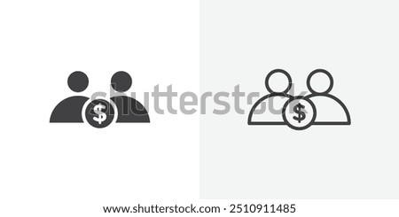 Joint account icon set in black solid and line style