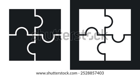 Puzzle piece icons. solid style vector