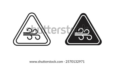 Wind warning signs in line stroke and flat versions