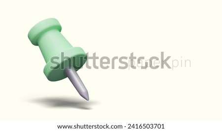 Paper pin in inclined position. Office pushpin for attaching documents, maps, photos