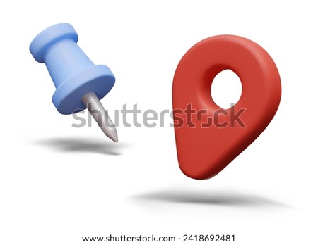 Big blue pushpin and red pin for marking location on online and offline maps