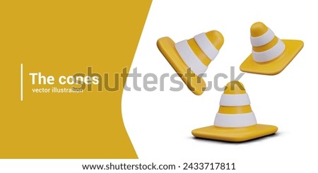 Set of standard signal cones for fencing off construction, repair site, accident