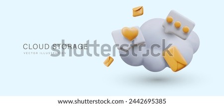 Cute concept of cloud storage of personal documents. Letters, comments, correspondence