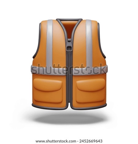 Bright vest with reflective stripes. Sleeveless clothes of builder, repairman, rescuer