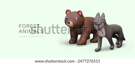 Concept of forest animals. Category design template, nature study concept