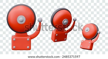 Fire alarm wall bell. Red electrical element for audible warning of danger