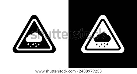 Intense Rainfall Alert Sign. Heavy Rainstorm Warning. Severe Weather Caution Triangle