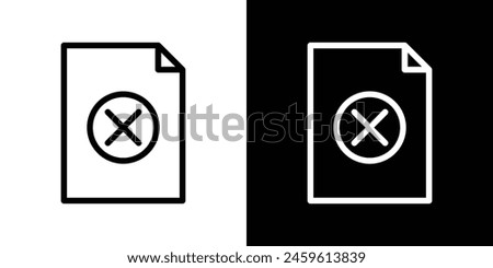 File Removal Icon Set. Symbols for Document Deletion or Rejection.