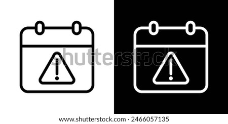 Calendar exclamation icon set. Urgent date reminder vector symbol and calendar alert icon.