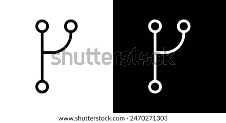 Code branch icon set. Data merge request vector icon in routing sign.