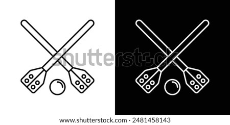 Broom ball line icon vector illustration set.