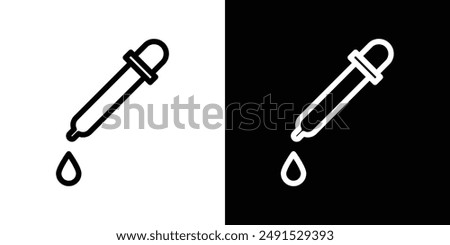 Pipette outlined icon set in black and white colors