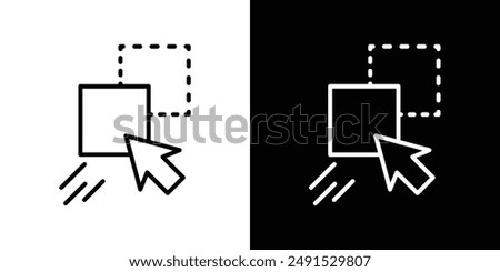 Drag and drop outlined icon set in black and white colors