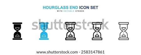 Hourglass end icons vector collection in black and blue colors on white background