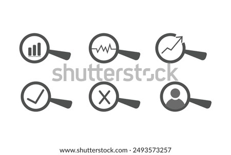 Magnifying glass icon set. search icons. magnifying sign and symbols, glass, magnifier growth. find person. magnifier person. high quality. illustration graphic vector design