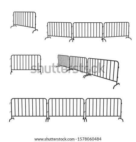 Urban portable steel barrier. Black silhouette of a barrier fence on a white background.