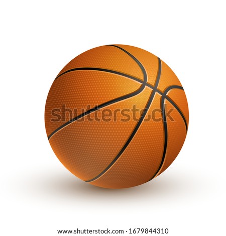 3D Realistic Vector Basketball Isolated On White Background.