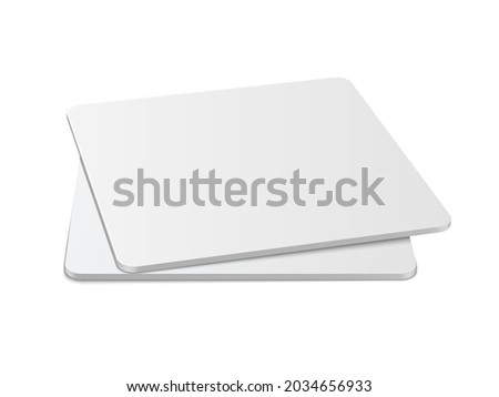 Square beermat, bierdeckel isolated on white background with shadow.