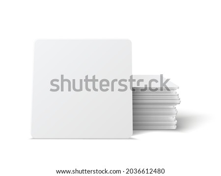 Square beermat, bierdeckel isolated on white background with shadow.