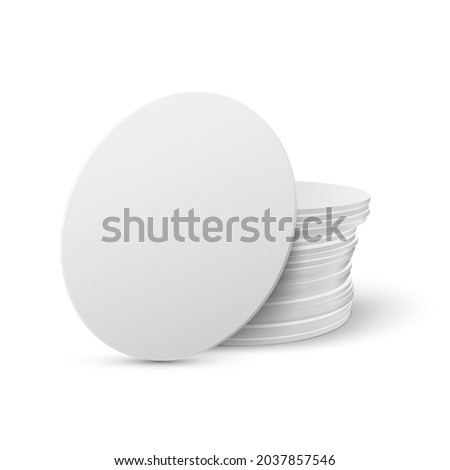 Circle beermat, bierdeckel isolated on white background with shadow