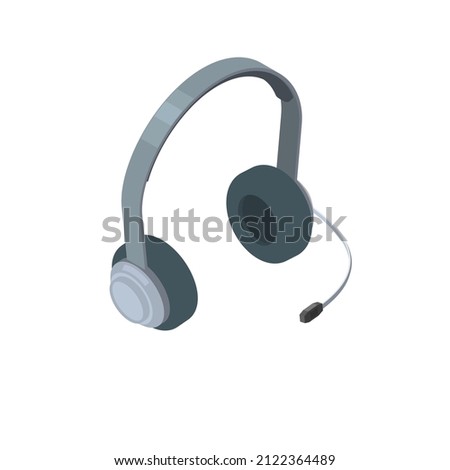 Isometric Wireless stereo headset isolated on white background.