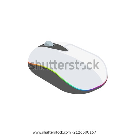 Modern wireless mouse with rainbow illumination isometric icon.