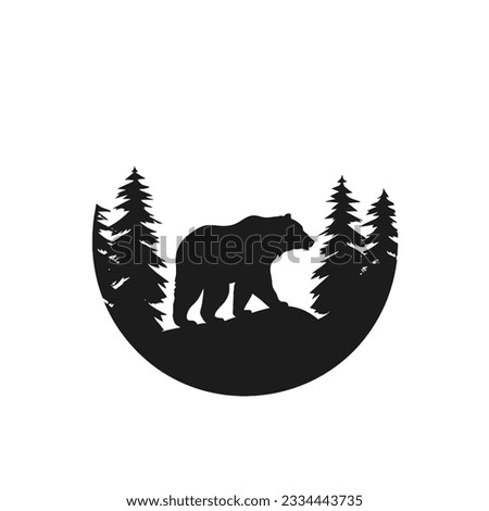 Powerful bear in the mountain forest, presented in a captivating vector logo design. Versatile emblem, icon, or element for a nature inspired concept