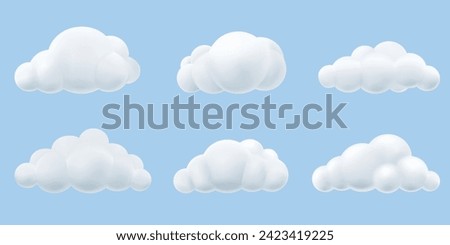 A set of cartoon style 3D vector clouds