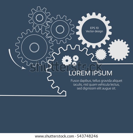 Vector illustration of gears with on the grey background. Infographic vector template